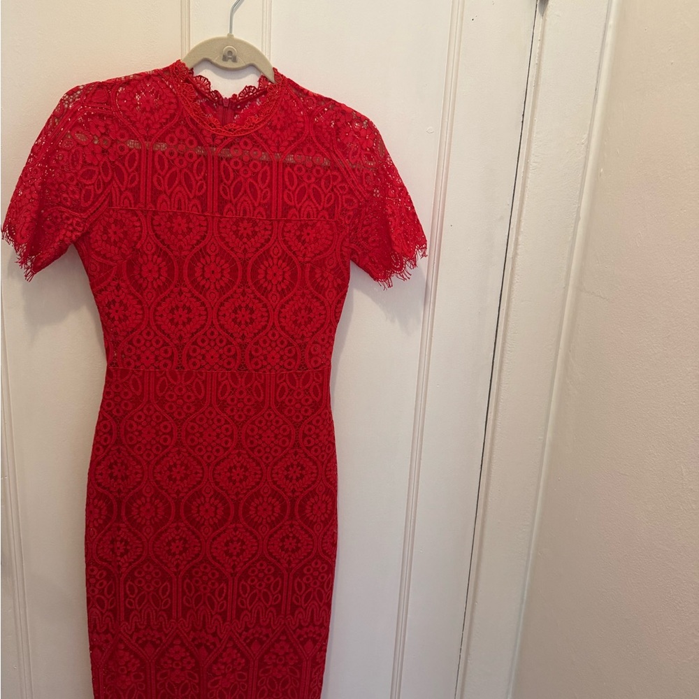 🏷️3/$20- AKIRA Red Lace Long Sleeve Dress